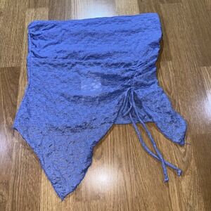 Witchy Y2K Style Asymmetric Tube Top Going Out Top Sz L Women's Lace Semi Sheer